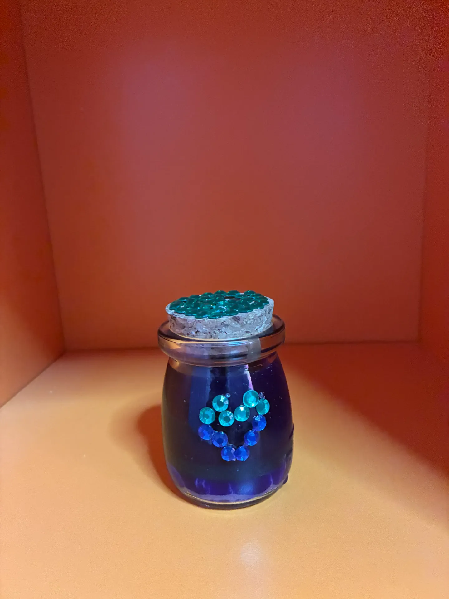 Cool Colored, Lavender Scented Candle With Bejeweled Cap